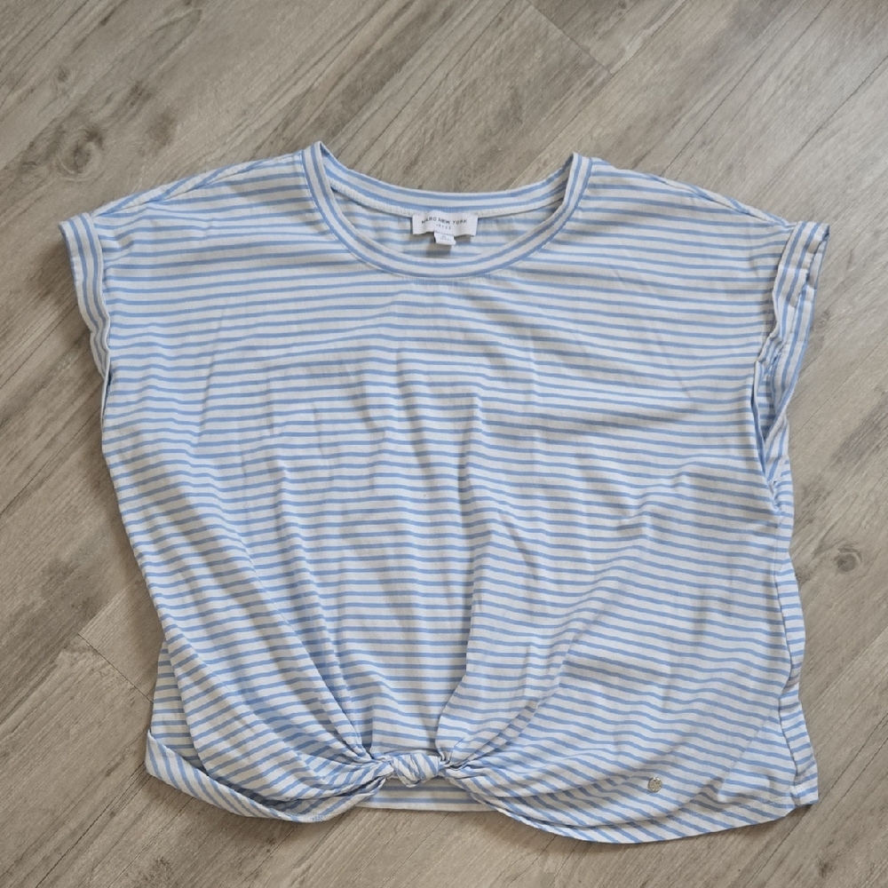 Marc New York Light Blue Striped Short Sleeve Tee